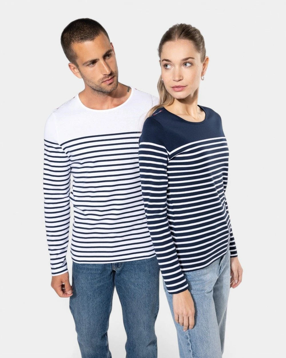 Marinière für Damen mit langen Ärmeln zum Personalisieren