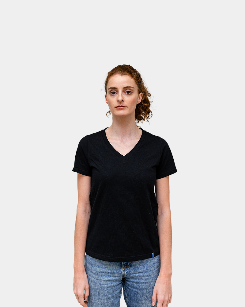 Damen-T-Shirt mit V-Ausschnitt Made in France zum Personalisieren