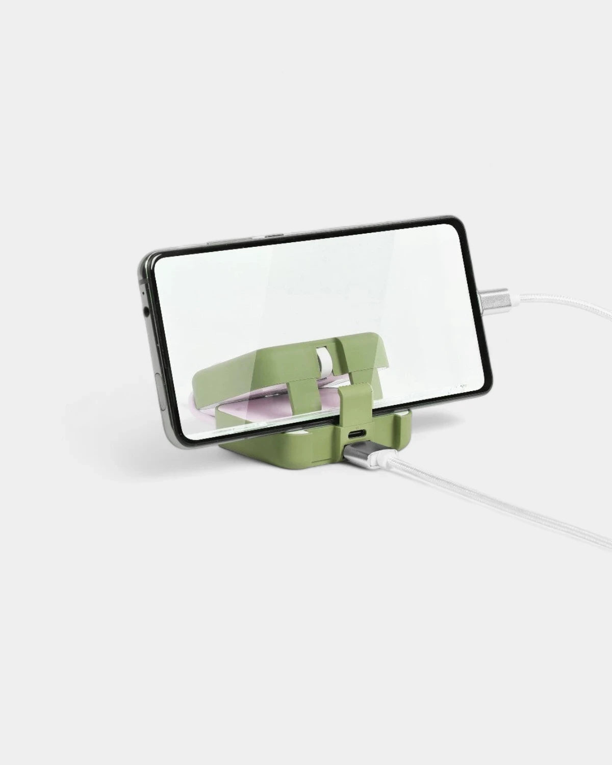 Personalisierbare Powerbank mit Handyhalterung