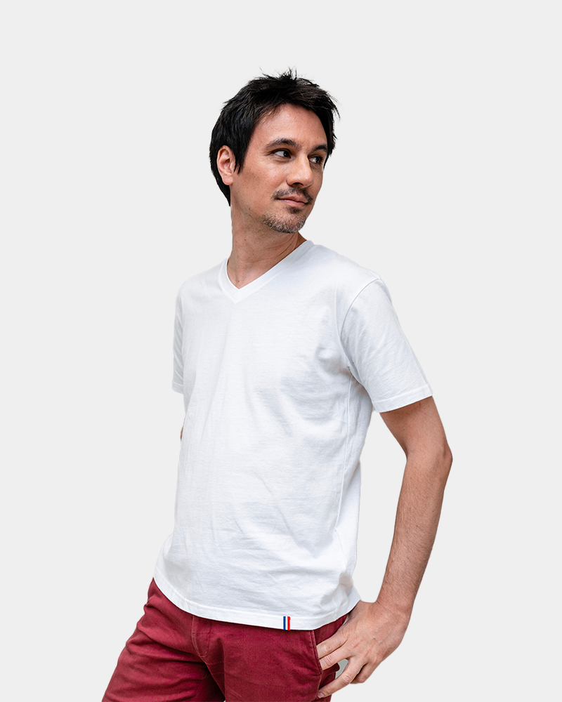 Herren-T-Shirt mit V-Ausschnitt Made in France zum Personalisieren