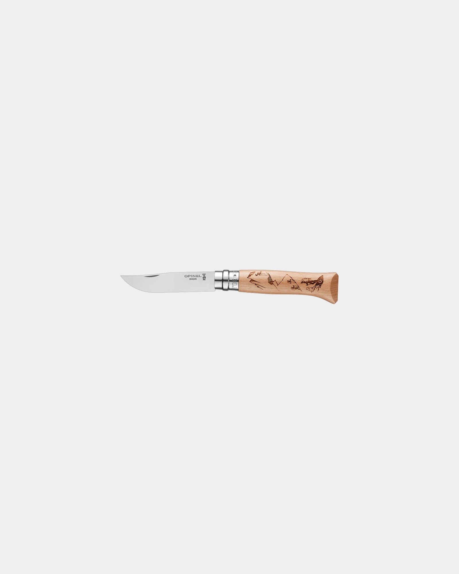 Couteau acier inoxydable Opinel N°08 Gravure Rando à personnaliser - Beige