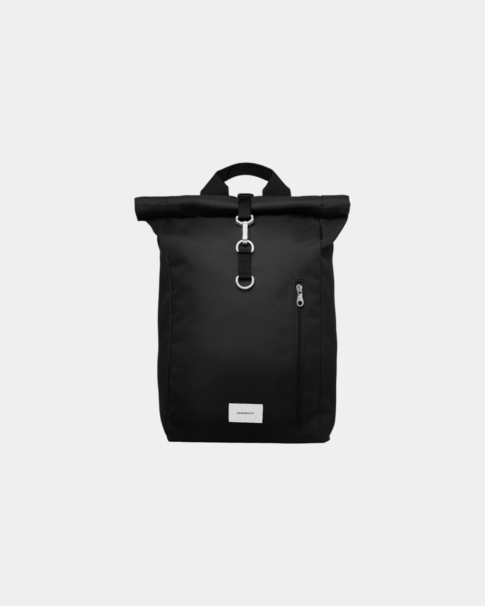 Sac à dos recyclé Sandqvist Ground Rolltop 19L à personnaliser - Black With Black Webbing