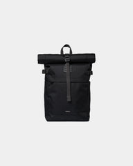 Sac à dos recyclé Sandqvist Icon Rolltop 23L à personnaliser - Black/ Black With Black Leather