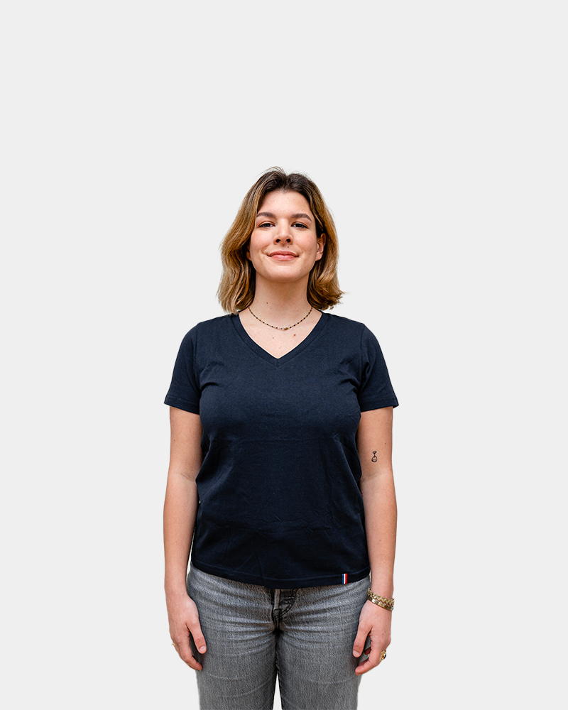 Damen-T-Shirt mit V-Ausschnitt Made in France zum Personalisieren