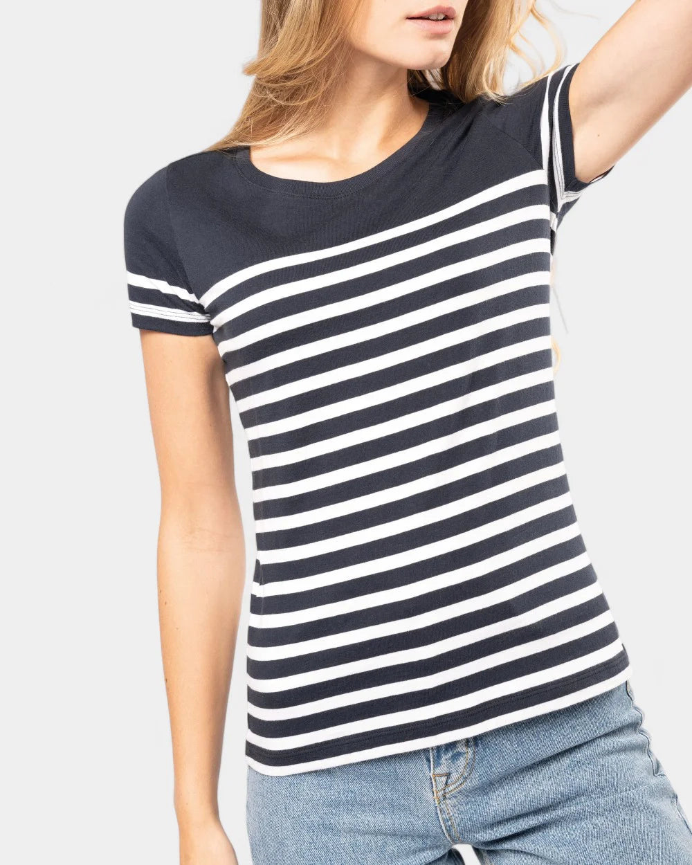 Marine-T-Shirt mit Rundhalsausschnitt für Damen zum Personalisieren