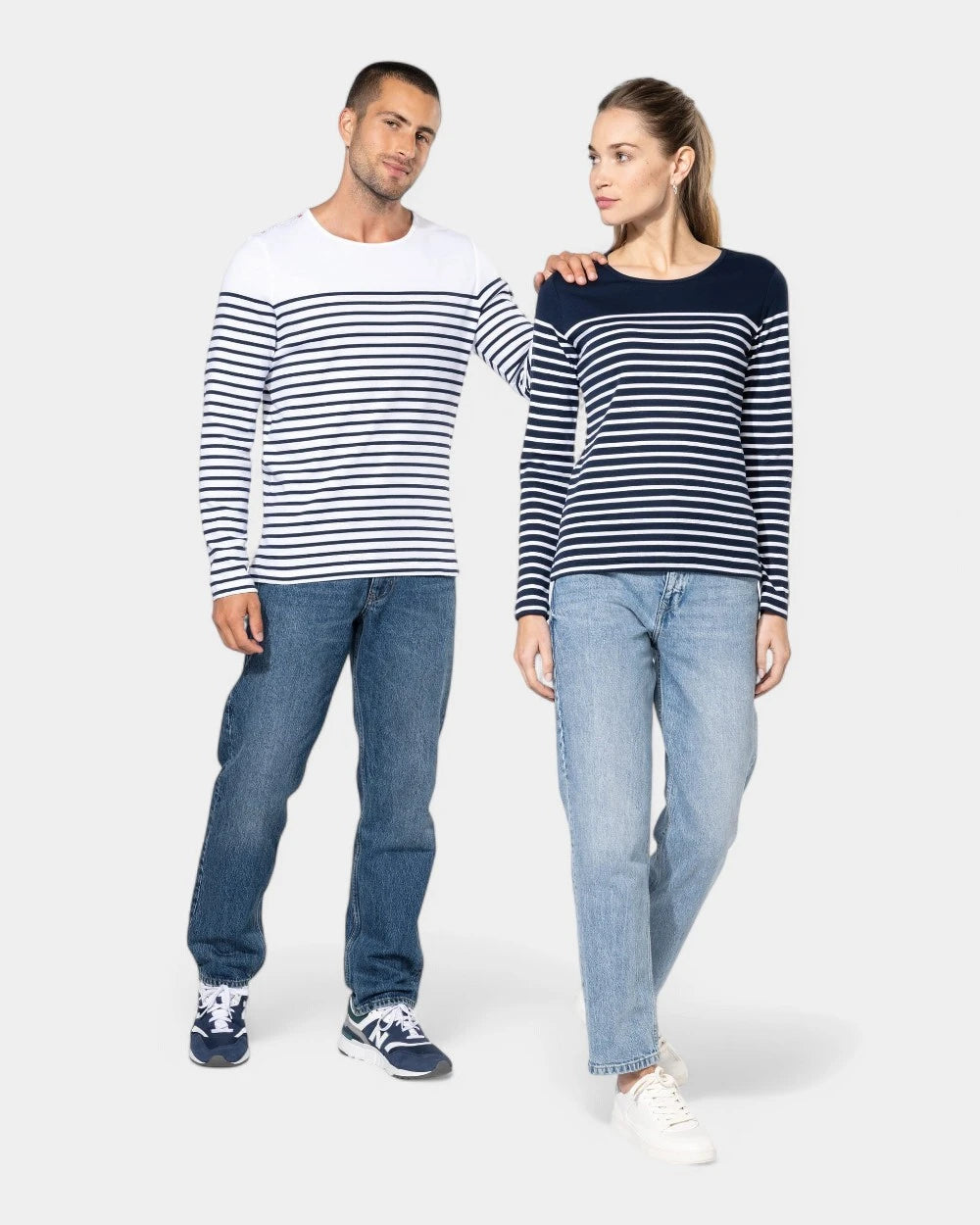 Marinière für Damen mit langen Ärmeln zum Personalisieren