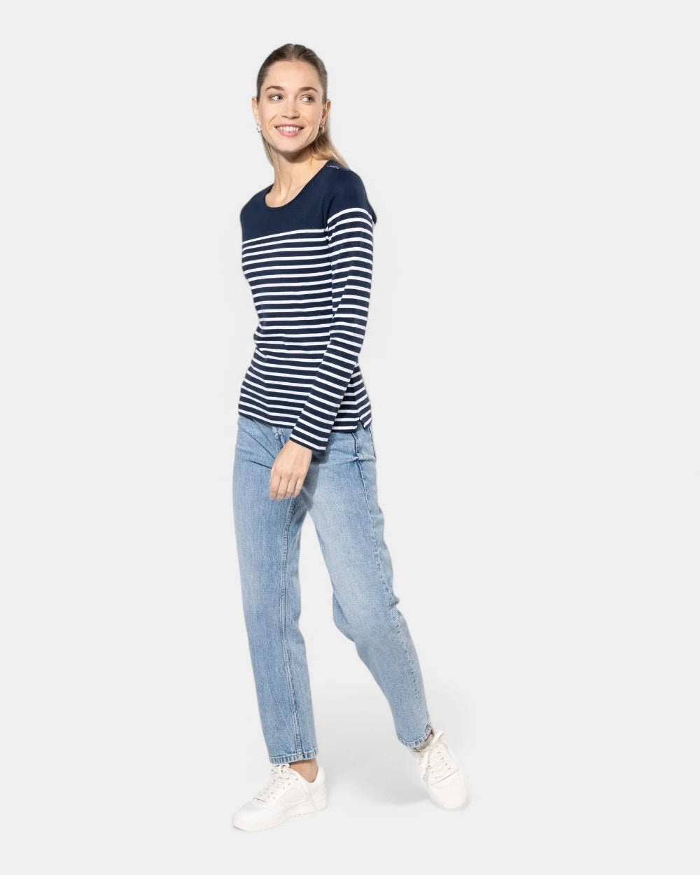 Marinière für Damen mit langen Ärmeln zum Personalisieren