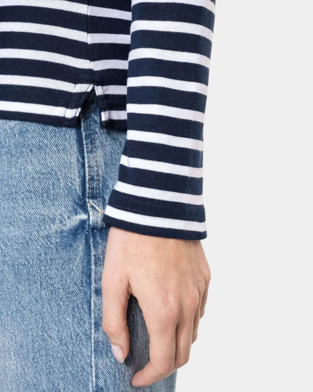 Marinière für Damen mit langen Ärmeln zum Personalisieren