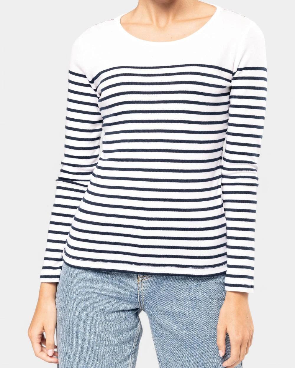 Marinière für Damen mit langen Ärmeln zum Personalisieren
