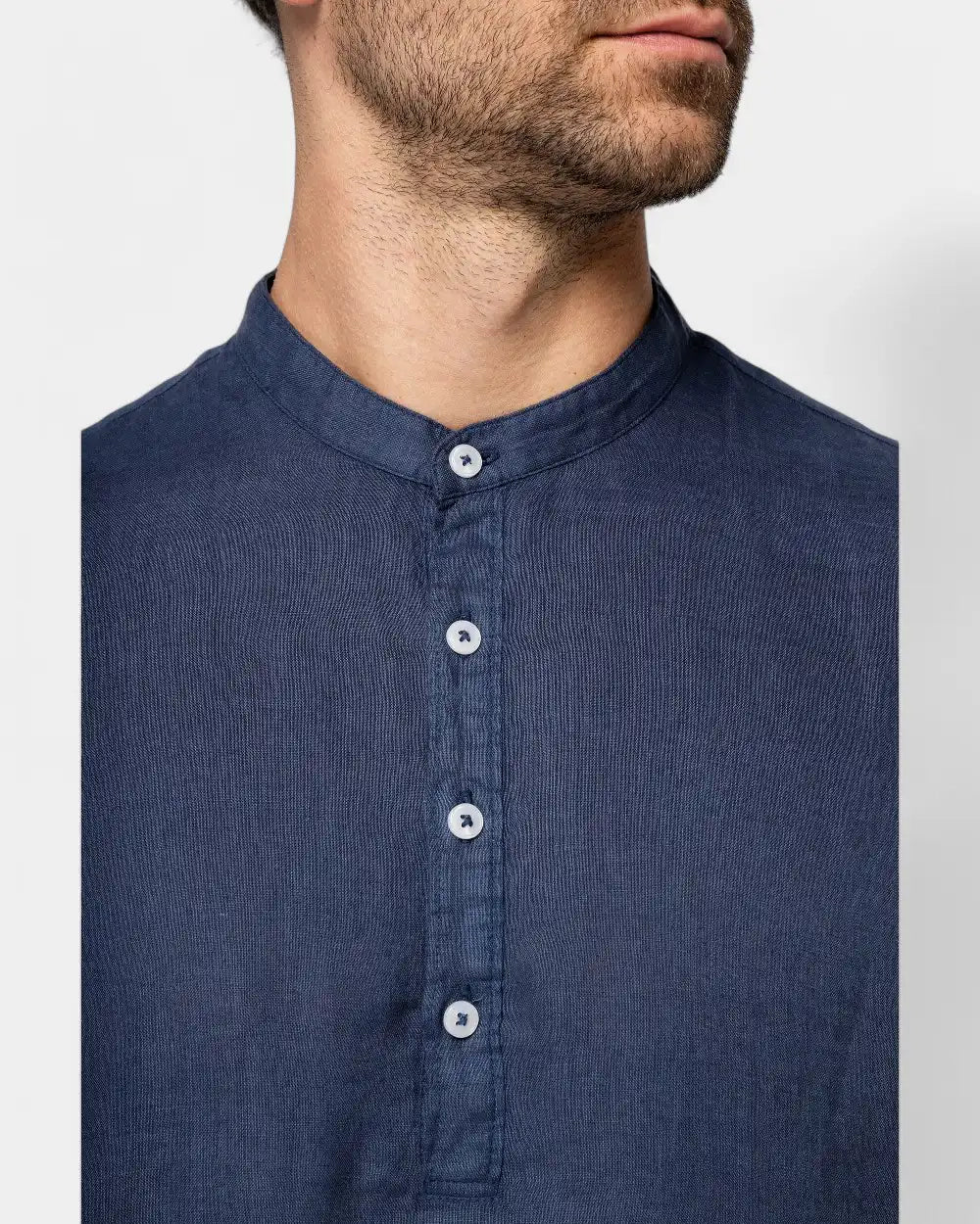 Herrenhemd mit Mao-Kragen in Washed-Optik zum Personalisieren