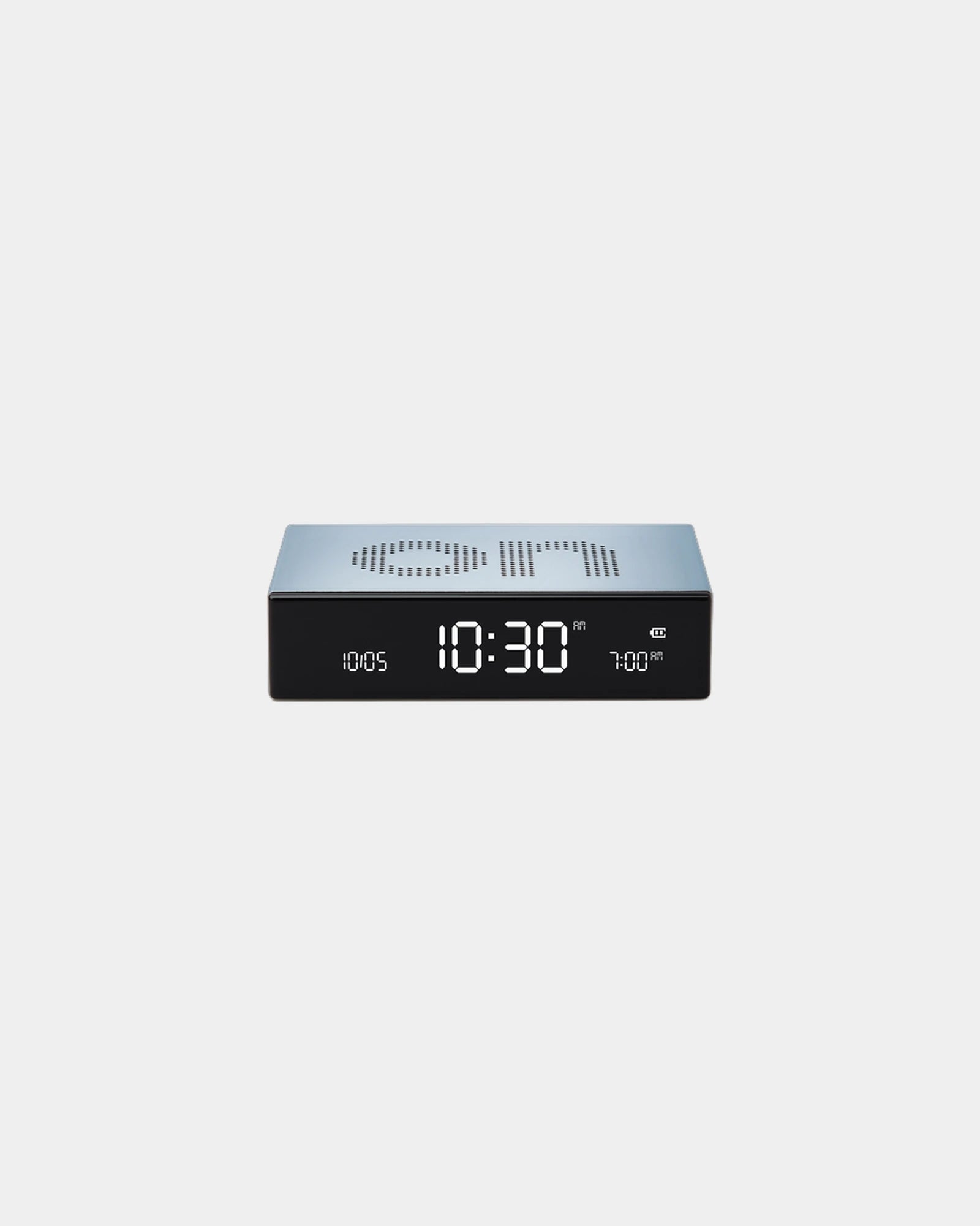 Wecker Aluminium Lexon Flip Premium zum Personalisieren - Hellblau