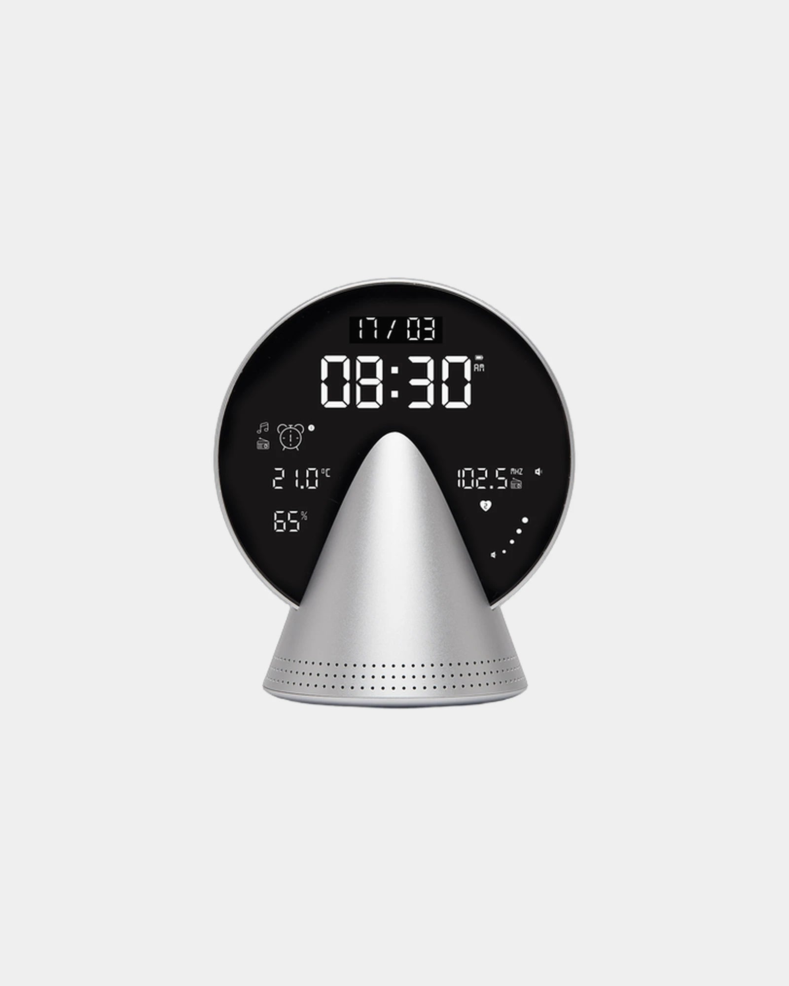 Wecker Bluetooth® Lexon Conic Clock zum Personalisieren - Gletscher-Alu