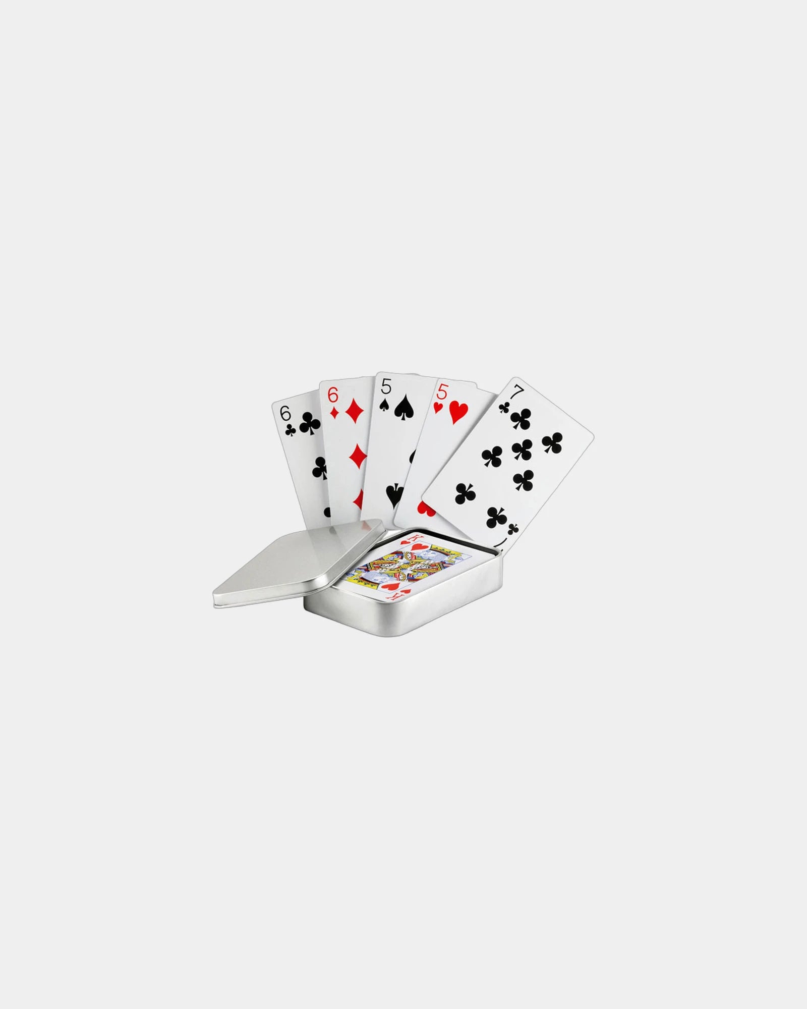 Spielkarten in Silberdose MIDOCEAN zum Personalisieren - Mattes Silber